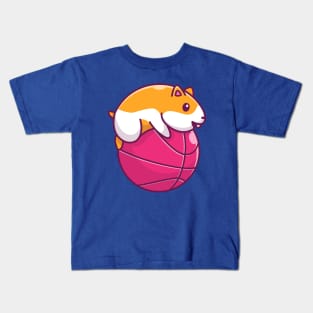 Cute Hamster Playing Ball Cartoon Kids T-Shirt